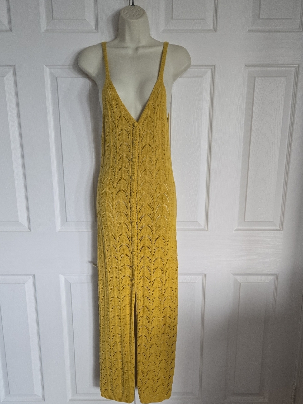 Forever 21 Mustard Yellow Knit V-Neck Maxi Dress